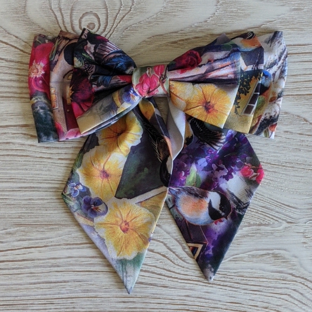 Pink, Yellow, Purple Patterened Hair Bow